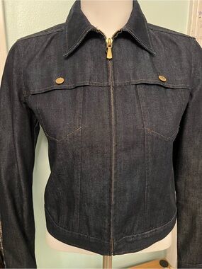 Armani Exchange Dark Blue Denim Zip-Front Jacket - Unbranded